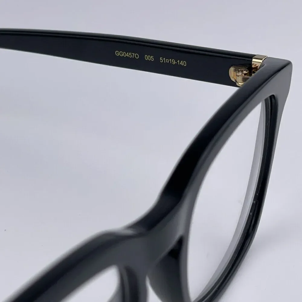 SALE! NEW GUCCI WEB GG0457O 005 Black Gold Square Women Eyeglasses